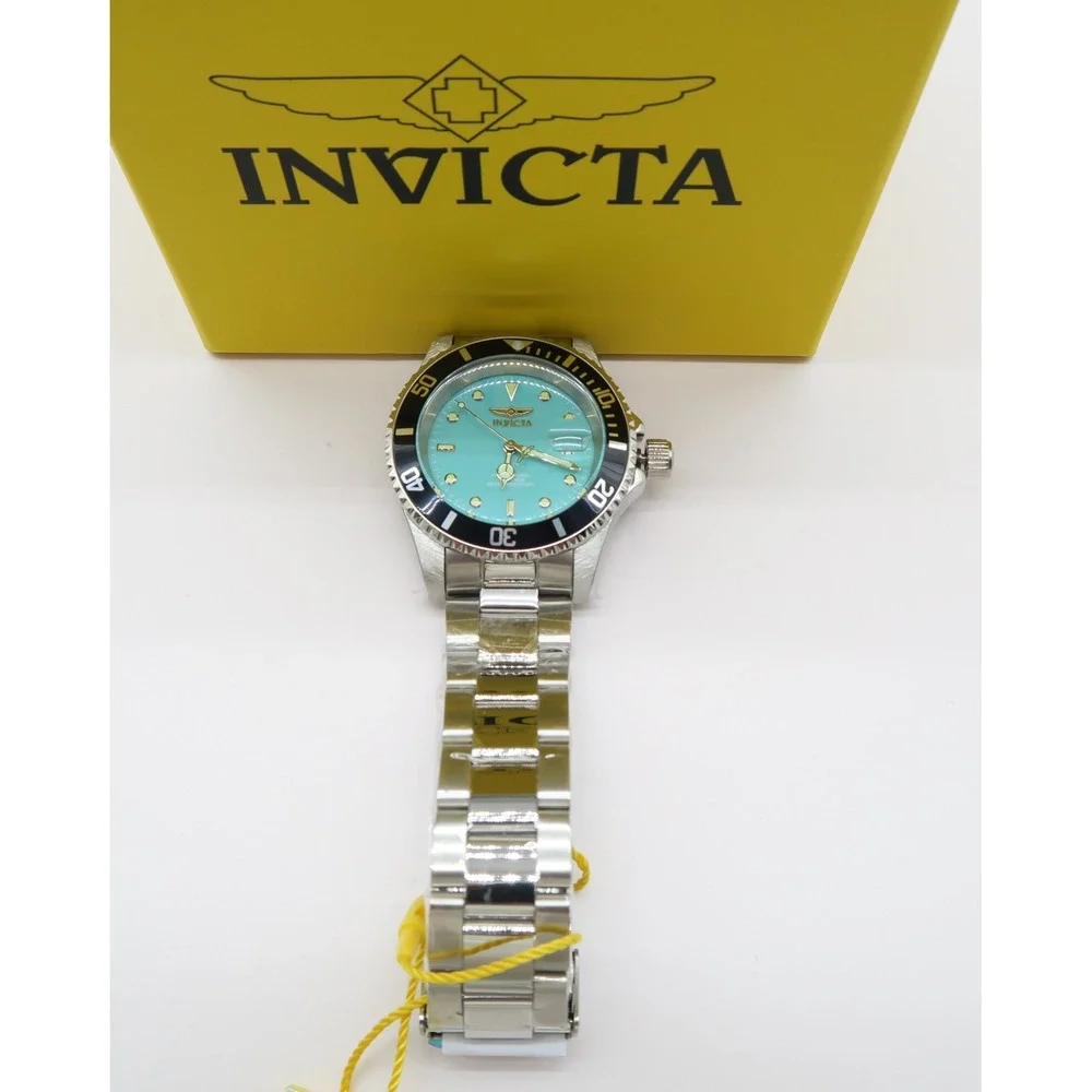 Invicta Pro Diver Aurenova 40mm Turquoise Dial Stainless Steel Watch Black Bezel